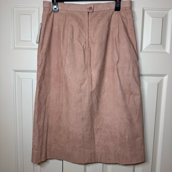 NWT VINTAGE Dana Point Suede Midi Skirt Soft Pink Mauve Western Women’s Size 14 - Picture 3 of 7